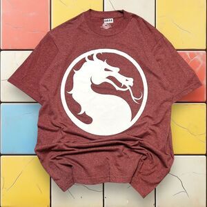 Mortal‎ Kombat Videogame Graphic Shirt Y2K Mens 2XL Red Dragon Logo Promo Tee